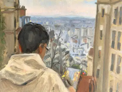 Léon peignant Montmartre.