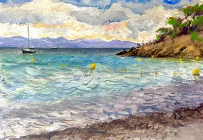Vue de la plage de Porquerolles 
