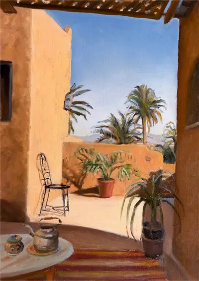 Vue de la terrasse, Maroc.